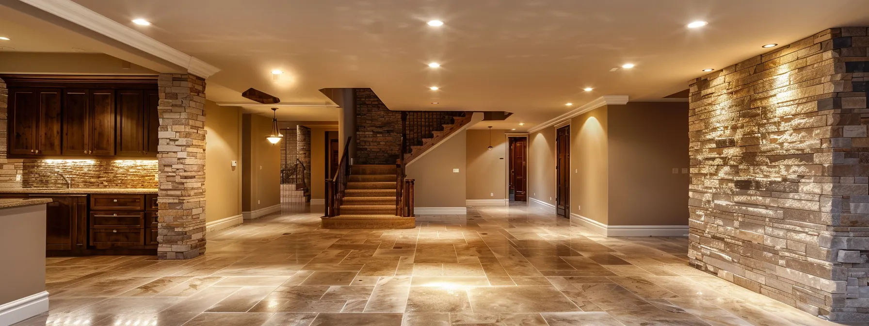 a stunning interior view of a meticulously maintained basement, showcasing waterproofing materials and clear signs of seasonal upkeep, bathed in warm, diffused lighting that highlights the clean, dry environment free from moisture and mold, symbolizing peace of mind and home value preservation.