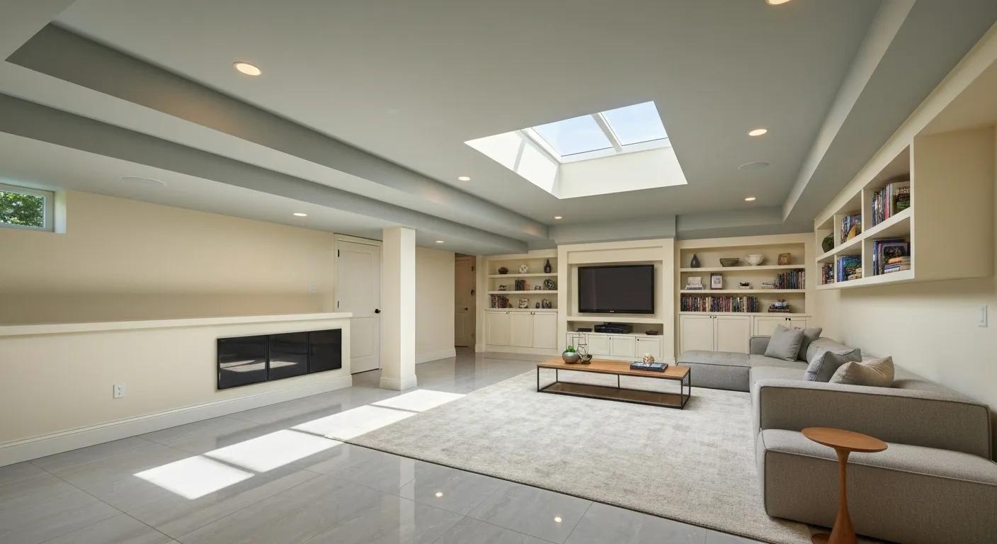 A beautifully transformed, dry basement space, illustrating the comfort and usability homeowners gain from professional waterproofing.